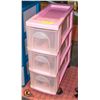 Image 1 : PINK 3-DRAWER STORAGE TOWER ON WHEELS