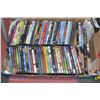 BOX OF 56 DVDS. ASSORTED GENRES