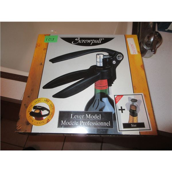 LAUNDRY ROOM:  SCREWPULL LEVER MODEL WINE OPENER (NEW)