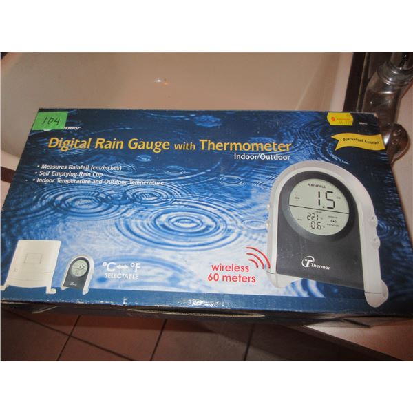 LAUNDRY ROOM:  THERMOR DIGITAL RAIN GAUGE WITH THERMOMETER