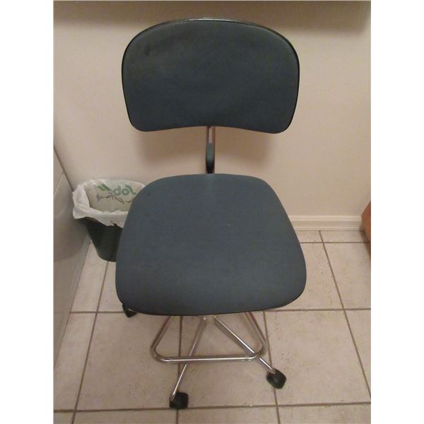 LAUNDRY ROOM:  STENO CHAIR, GARBAGE CAN, CORNER SHELF & 3 PICTURES