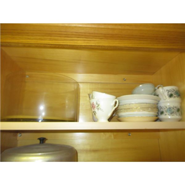 KITCHEN:  CUPS, MUGS, CAKE SAVERS, CUPS & SAUCERS, ETC