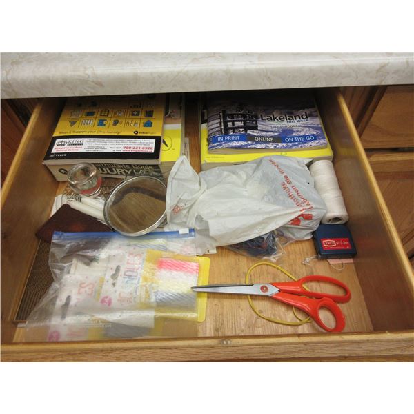 KITCHEN:  GARBAGE BAGS, COOKIE PRESS, HAMBURGER PRESS, VEGGIE SLICER (CONTENTS OF4 DRAWERS)