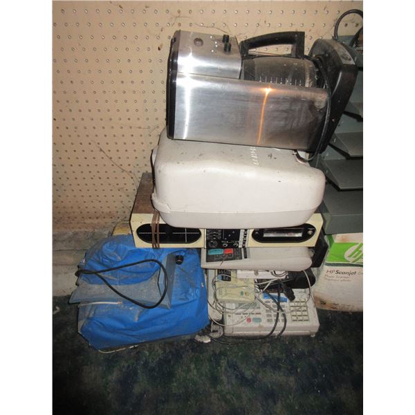 GARAGE OFFICE SUPPLIES (COFFEE MAKER, PRINTERS, OFFICE TRAYS, CASH