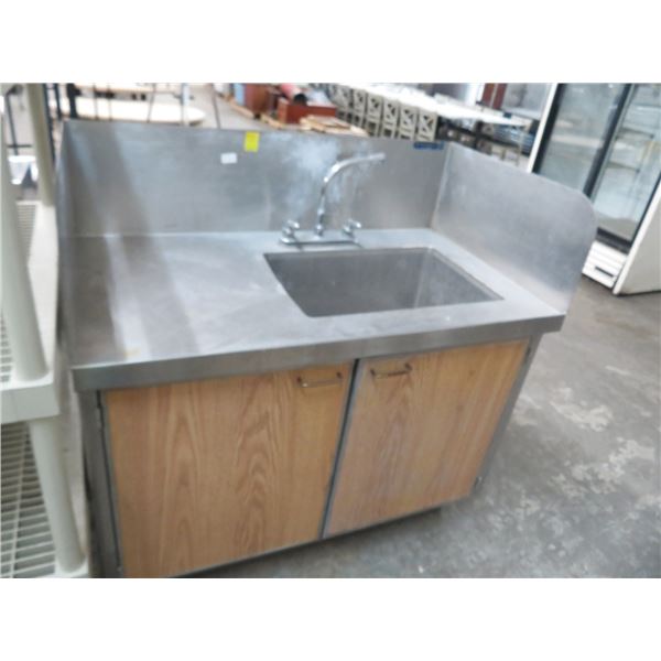 S/S 4' Sink Work Station w/Surround & Cabinet Storage - 1 Dr. Nds. Hinge Repair