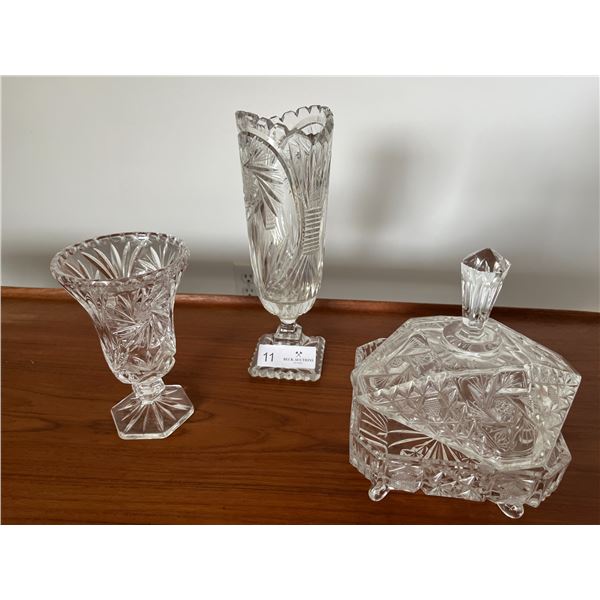 Pinwheel Crystal Vases & Candy Dish