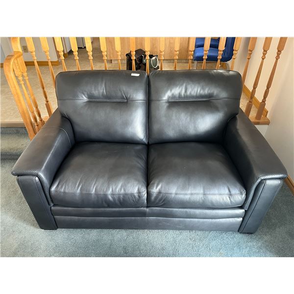 Blue Leather Love Seat