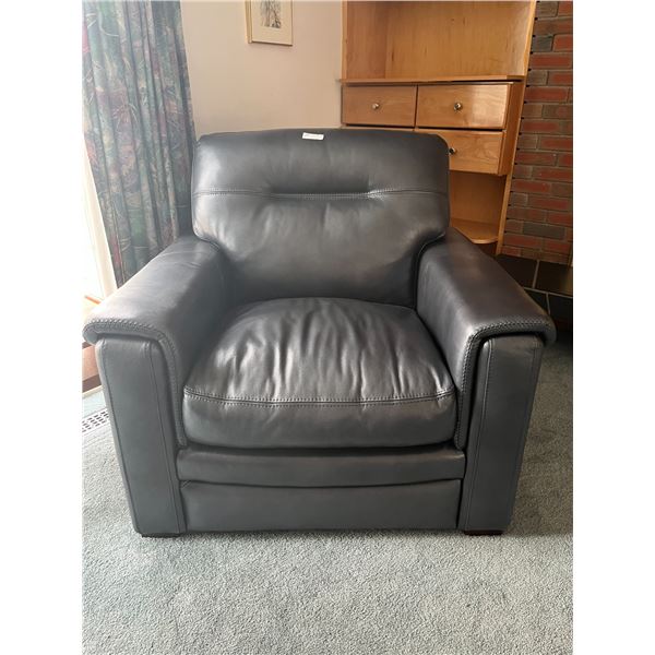 Blue Leather Arm Chair