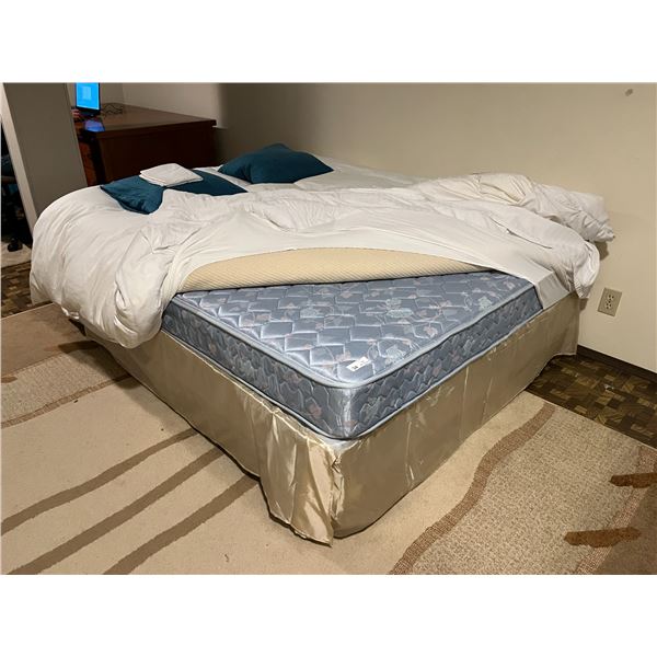 Queen Size Mattress & Box Spring with Metal Bed Frame and Bedding Accessories
