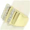 Image 2 : Italian 14K Solid Yellow Gold.35 ctw G VS Diamond Vertical Grooved Wide Band Rin