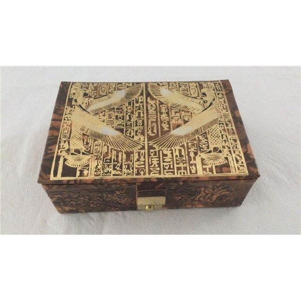 EGYPTIAN JEWELRY BOX EMBOSSED MATERIAL 5.5"x8"
