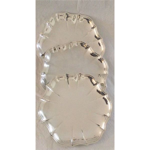 SILVER PLATTERS 3 11 1/8" Each 2 Chippendale 6321 1 F.B Rogers