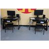 Image 1 : Lot : x2-computer tables & x2- foldable chairs (computers NOT included, DESK & CHAIR ONLY)
