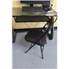 Image 2 : Lot : x2-computer tables & x2- foldable chairs (computers NOT included, DESK & CHAIR ONLY)