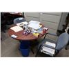 Image 2 : Lot: desk, cabinet, bookshelf, round table & x6 chairs - FURNITURE ONLY