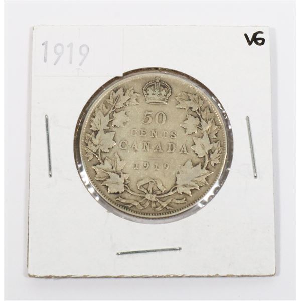 1918 CANADA 50 CENT VG(V6-8) 92.5% SILVER