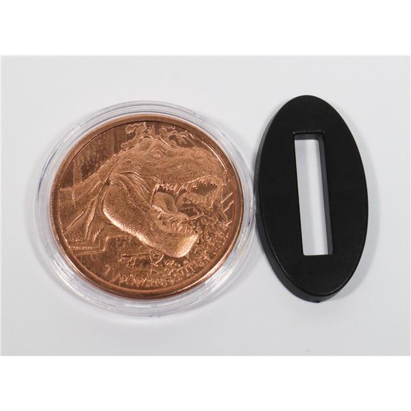 1-OZ FINE COPPER TYRANNOSAURUS REX ROUND IN