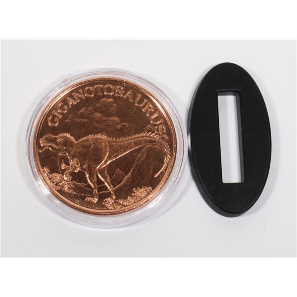 1-OZ FINE COPPER GIGANOTOSAURUS ROUND IN