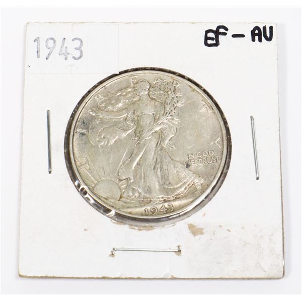 1943 WALKING LIBERTY HALF DOLLAR (EF) 90% SILVER