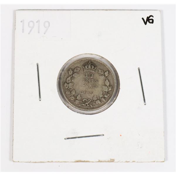 1919 CANADA 10-CENT VG (VG-8) 92.5% SILVER