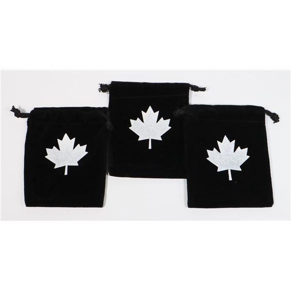 THREE BLACK 3 X4  VELVET GIFT BAGS