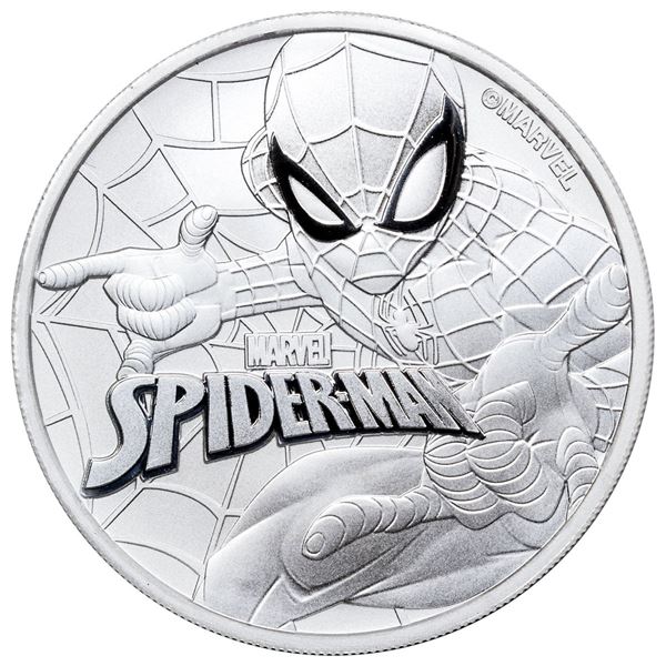 1-OZ 2017 SPIDERMAN SILVER COIN. FIRST IN