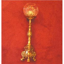2 Brass candlesticks with full-lead rose bowls -candlesticks are 15" tall & rose bowls are 5"diamete