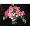 Image 1 : Silk flowers in a full-lead Mikasa bowl - round arrangement is 15" W x 16" T