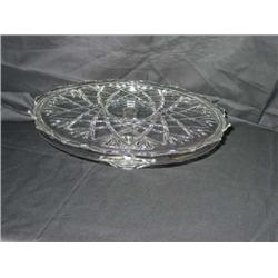 Full lead crystal pedestal cake plate 14.25"diameter - pattern is "Roxborough" (Germany) in original