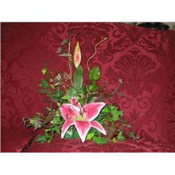 2 Silk flower with greenery candlestick pieces 12" W x 15" T