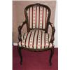 Image 1 : Italian imported chair in crimson & cream woven flower stripe - Louie XV - 22" W x 24" D x 37" T
