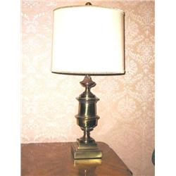 Steiffel Solid Brass Lamp - Classical Urn - Silk Drum Shade - 15" diameter shade - lamp is 32" T