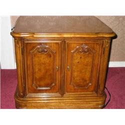 Thomasville square commode in pecan wood from the Camille collection - has pecan burl double doors