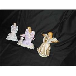 3 Porcelain Angel Musical Figurines - bid will be 3 times the money