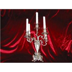 2 Italian Baroque Pewter Candelabra 17" T x 13.5" W