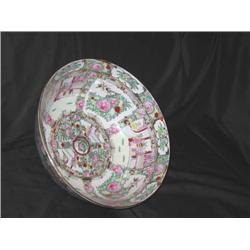 Porcelain Rose Medallion Bowl - 14" diameter 6.5"tall