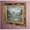 Image 1 : Original Oil Paris Scene - 27" x 22.5" - Arch of Triumph - in Gold Leaf Museum Frame