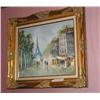 Image 1 : Original Oil Paris Scene - 27" x 22.5" - EiffelTower - in Gold Leaf Museum Frame