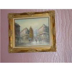 Original Oil Paris Scene - 27" x 22.5" - Place Vendome - in Gold Leaf Museum Frame