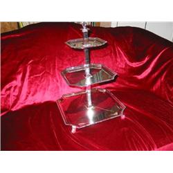2 Silverplated 3-tiered dessert trays - bid will be 2 times the money