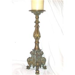 2 Bronze baroque candlesticks 15" tall