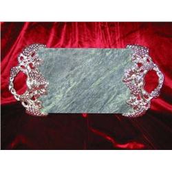 Silverplated grape design marble tray - 18" x 10"