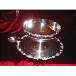 3-piece silverplated punch bowl set by Towle - bowl is 14.5" diameter & 20" diameter tray