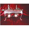 Image 1 : Silverplated 2-quart food warmer w/candle warmers & 2 pyrex dishes - 15" x 11" x 7.5"