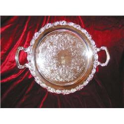 Silverplated embossed round tray Dumaurier pattern by Oneida - 15" diameter