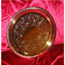 2 Goldplated embossed serving trays 12" diameter" Sheridan" by Taunton Silversmiths - bid will be 2 