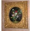 Image 1 : Floral Oil on Canvas (signed by Thomas) in a gold leaf Baroque Frame 34" x 38"