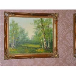 Spring - Original oil on Canvas (signed) landscape in gold leaf museum frame 20" x 24"