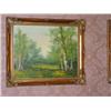Image 1 : Spring - Original oil on Canvas (signed) landscape in gold leaf museum frame 20" x 24"
