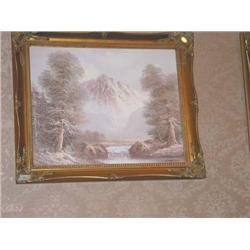 Winter - Original oil on Canvas (signed) landscape in gold leaf museum frame 20" x 24"
